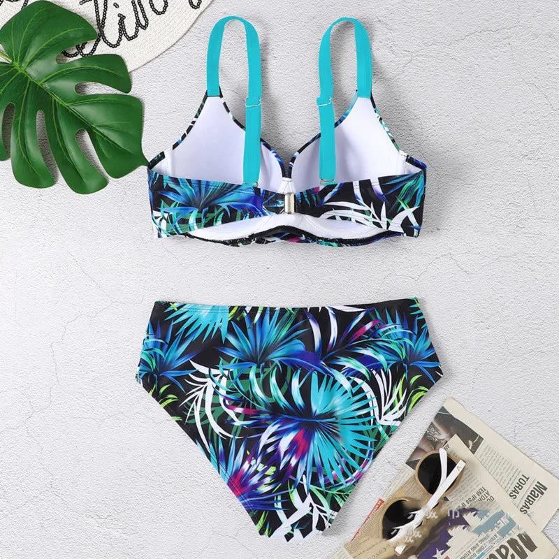 Summer Bikinis Women High Waisted Swimwear With Push Up Female Swimsuit 2024 Swimming Bathing Suit Bikini Set Beach