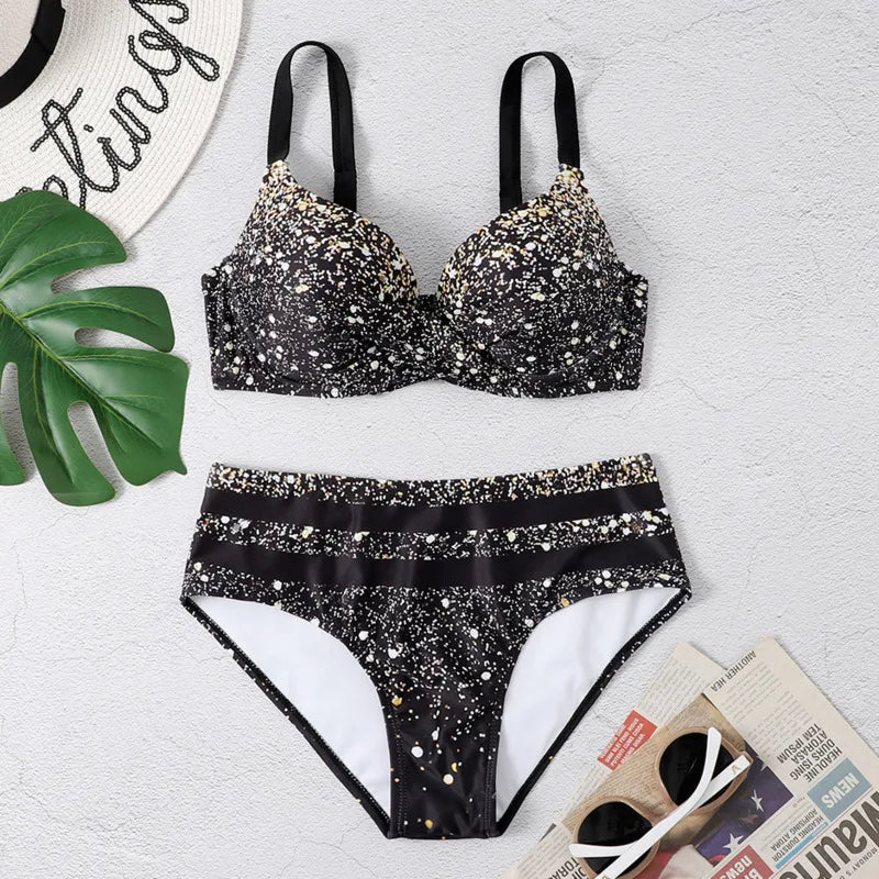 Summer Bikinis Women High Waisted Swimwear With Push Up Female Swimsuit 2024 Swimming Bathing Suit Bikini Set Beach