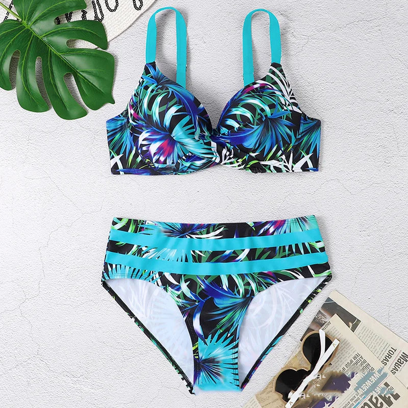 Summer Bikinis Women High Waisted Swimwear With Push Up Female Swimsuit 2024 Swimming Bathing Suit Bikini Set Beach